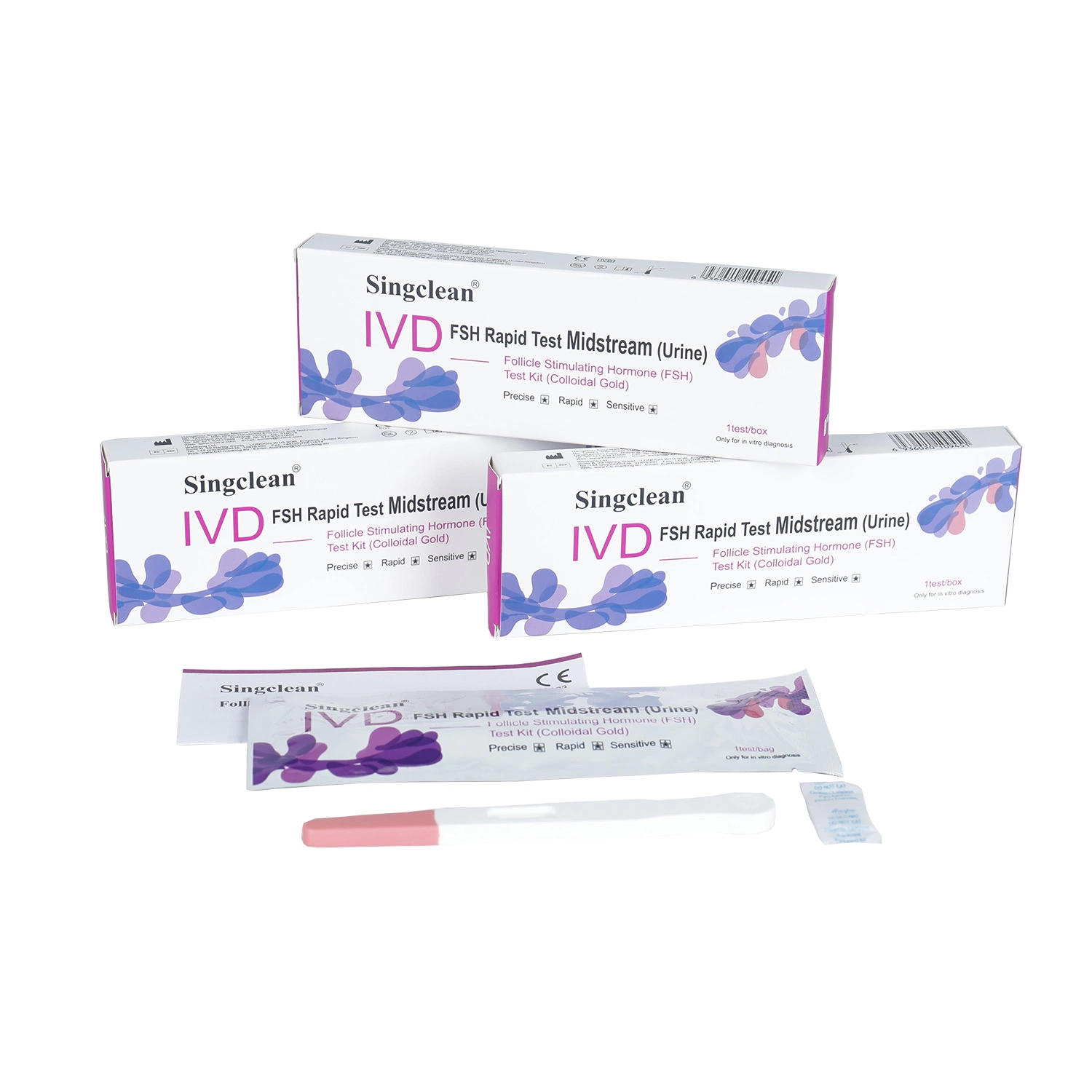 Singclean Vente en gros CE Approuvé IVD Lh Fsh Fertilité Grossesse Multi-Type VIH Médicament Urine Follitropin Kit de Test Rapide Bande.