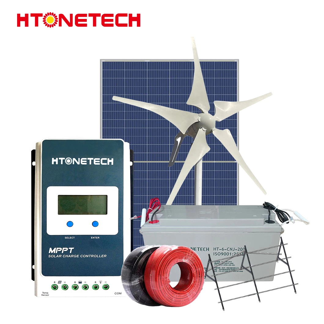 Htonetech 16W Panneau Solaire Mono Usine Solaire Éolien et Hydroélectrique Chine Système d'Énergie Éolienne Domestique avec Générateur d'Énergie Éolienne 1kw