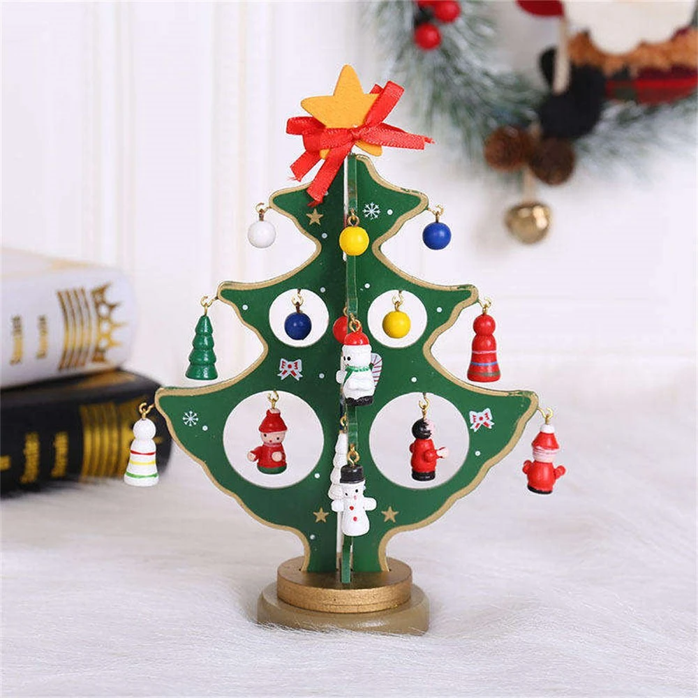 Christmas Trees Wooden Crafts Building Block Set Christmas Gifts Home Party Decor