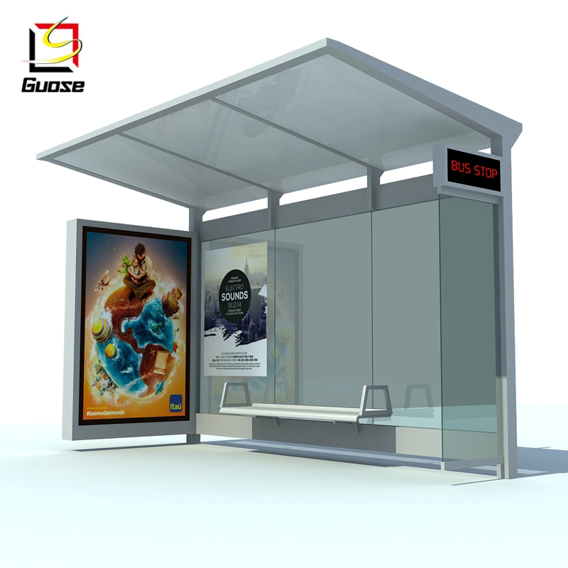 Modern Design Solar Bus Shelter Advertising Bus Stop LED Display Board