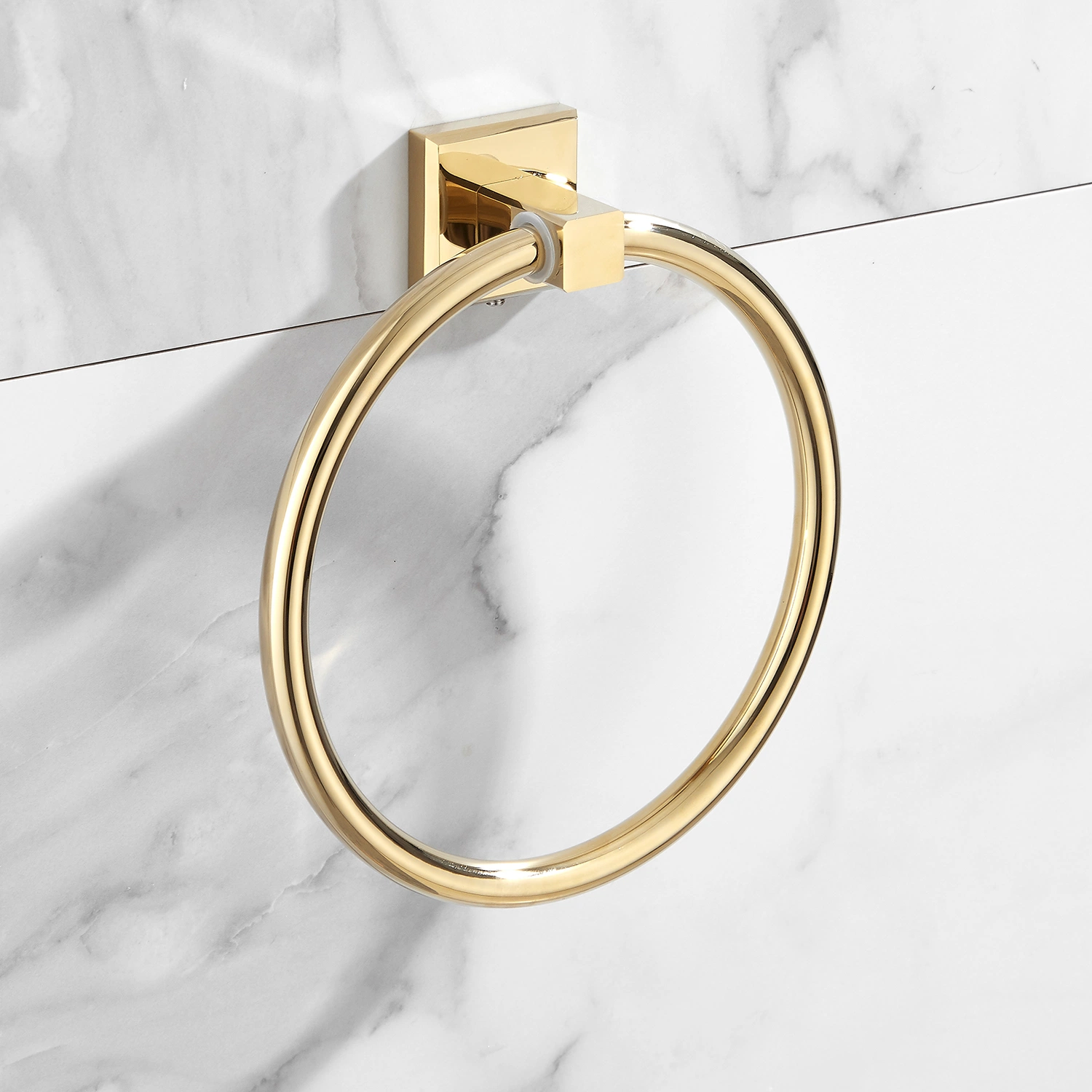 Diseño Europeo Soporte de toalla de latón anillo de toalla de oro cepillado para Accesorios de baño