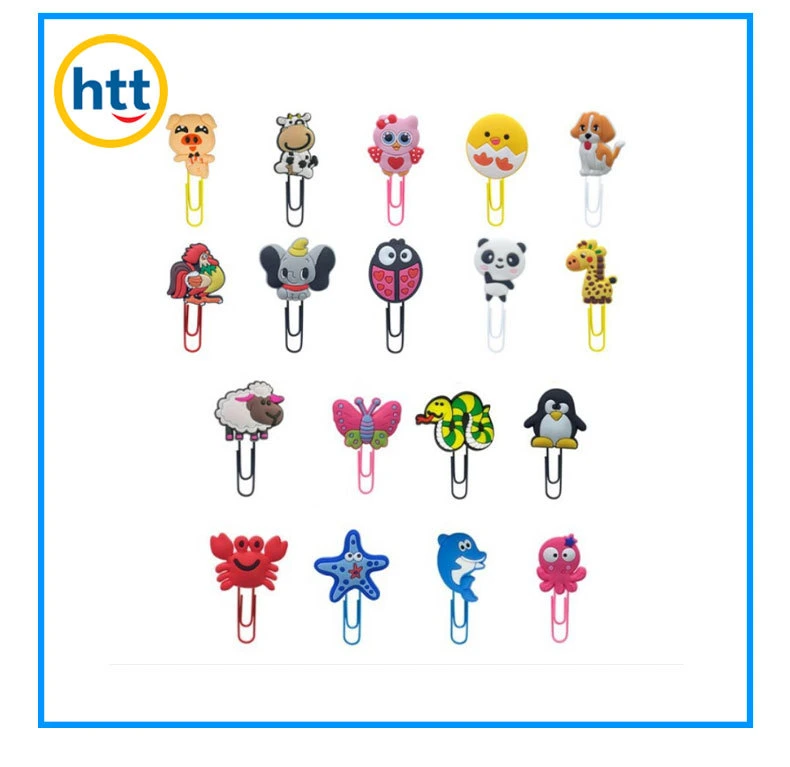 Custom Kids Gifts Toys Stationery Metal Bookmark 3D Cartoon Soft PVC Paper Clips