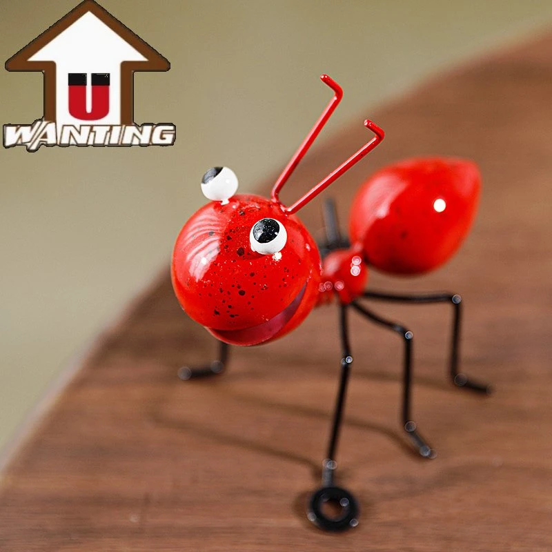 Venta caliente decoración de jardín forma animal Metal Ant decoración de casa Estilo de dibujos animados