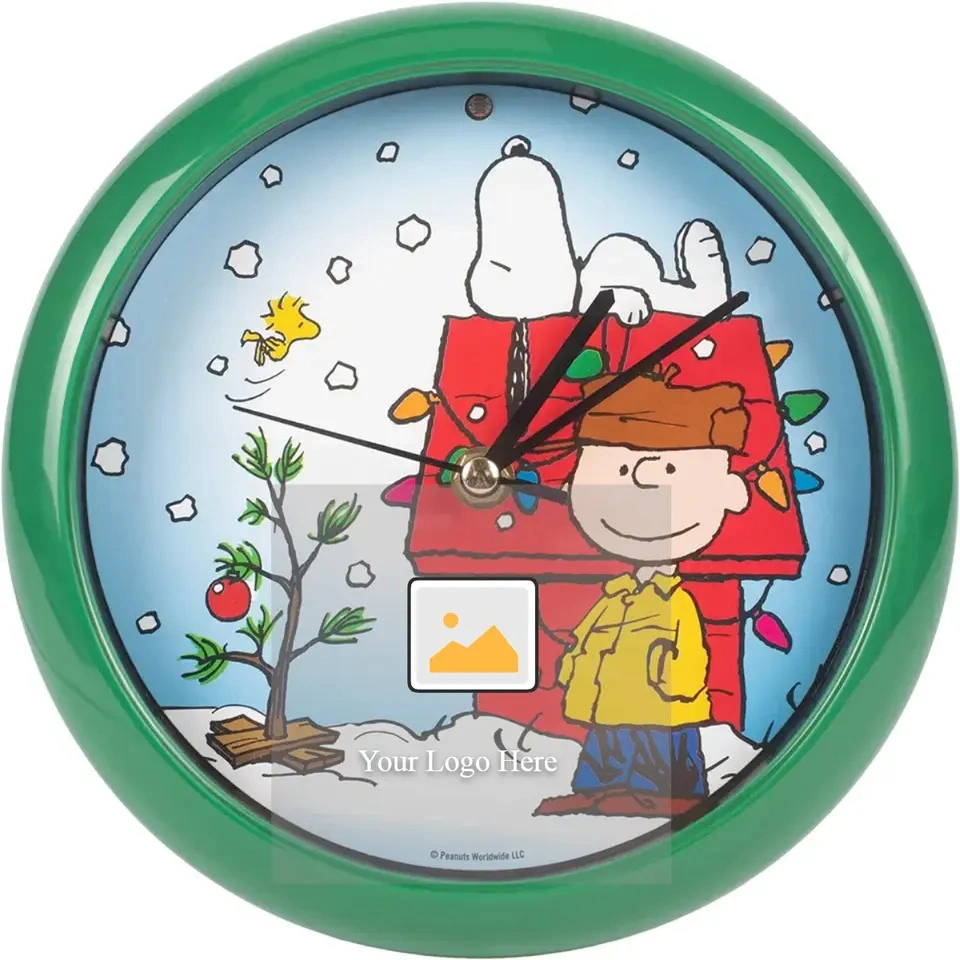 Christmas Plastic Wall Clock with Music Advertising Promotion Gift with Custom Logo Creative Print Pattern Clock