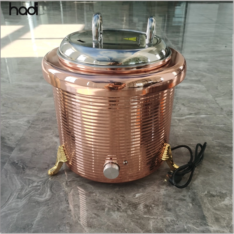 Hadi Hotel Restaurant Commercial Warm Soup Pots 10 Liter Soup Station Buffet Red Color Electric Kettle Stainless Steel Buffet Food Warmer for Soup