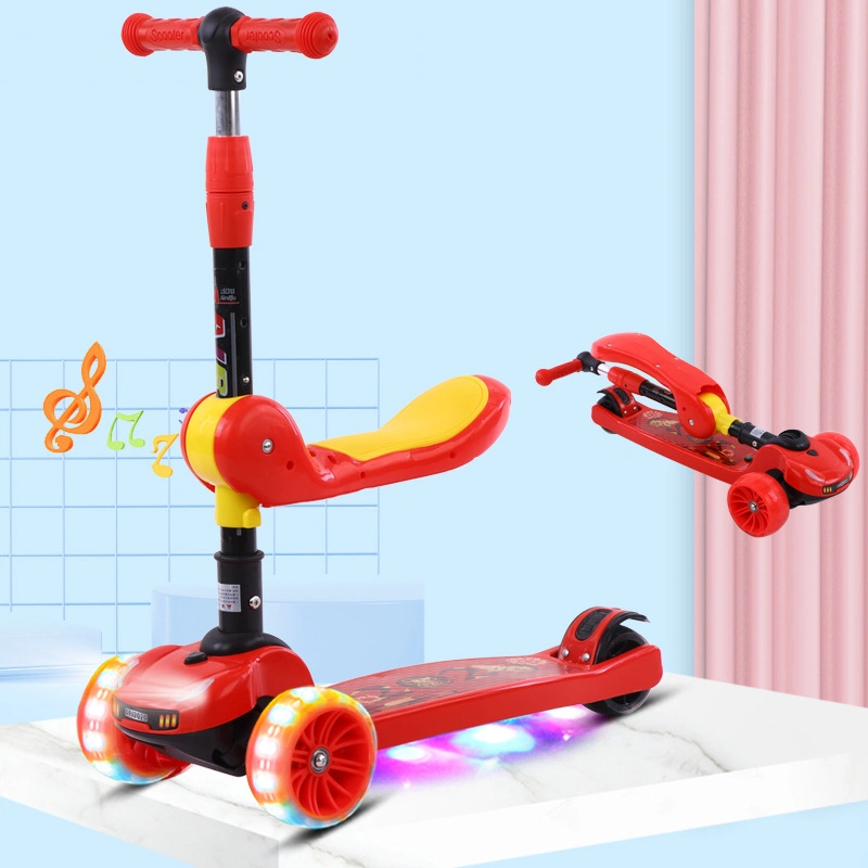 China Wholesale/Supplier Kids Foot Scooter Toy Children PU Flashing Wheeled Scooter with Music