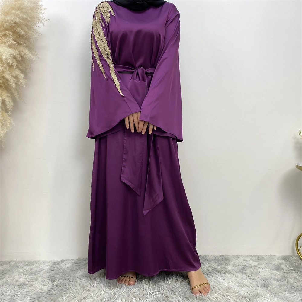 Fashion Women's Patchwork Pearl Middle East Dubai Robe Dress