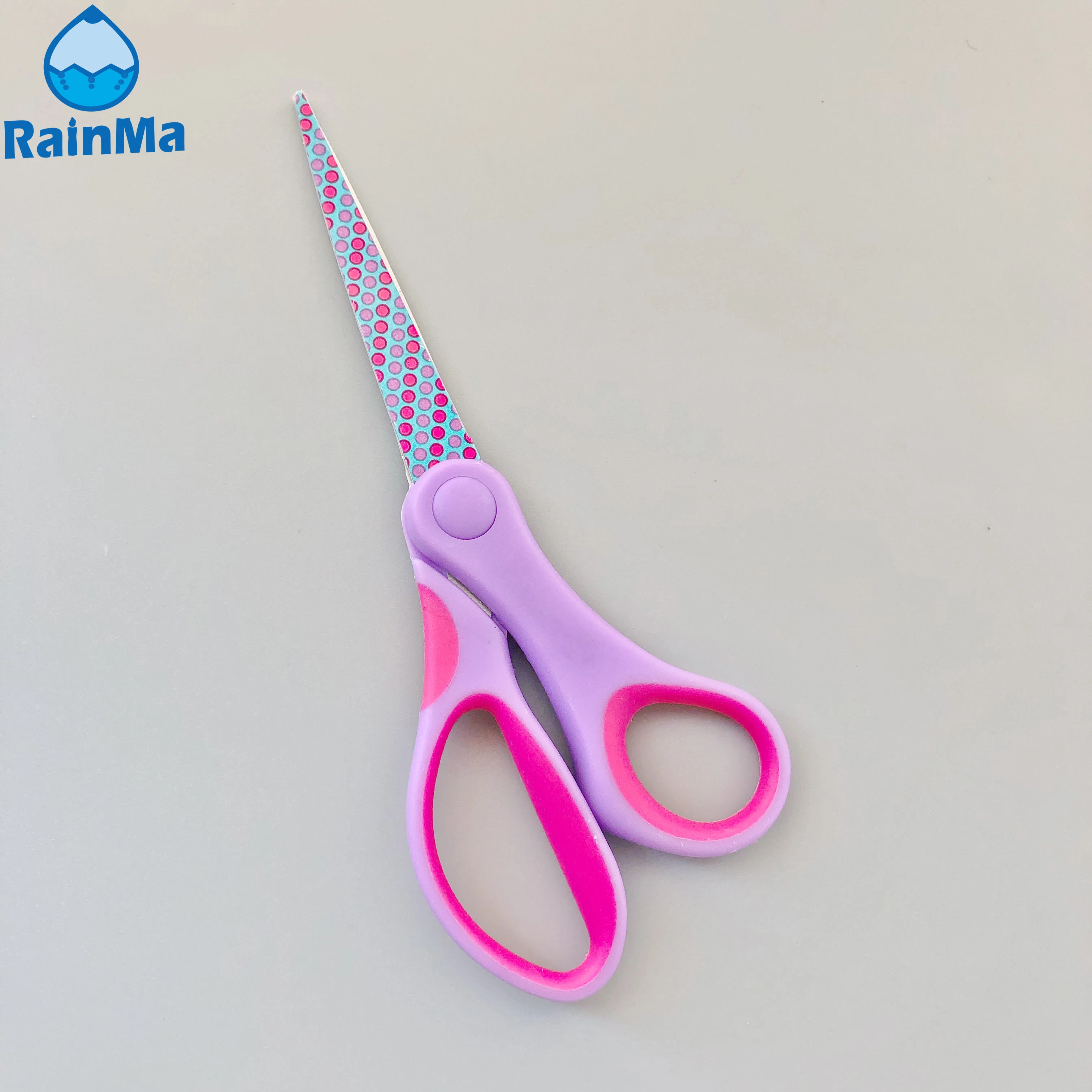 Office School Multi-Purpose 7inch Paper Cutting Scissors with Custom Colour Pattern Blade and Silk Screen Logo