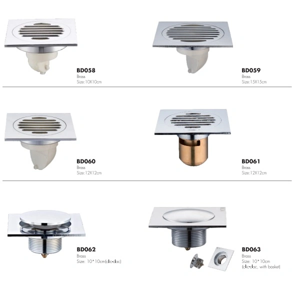 Sanitary Ware 10*10cm Bathroom Square Stainless Steel Floor Drain