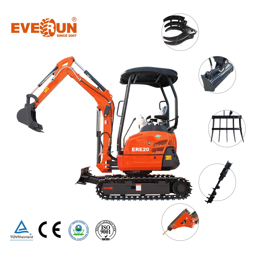 Everun Ere20 2ton Micro Excavadora con el apoyo de cuatro postes hidráulicos homologados CE El seguimiento de la cuchara Mini Excavadora