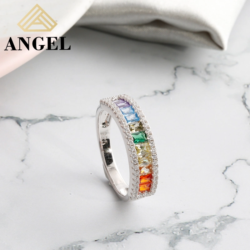 925 Silver High quality/High cost performance  Multicolor Zircon Ring Trendy High quality/High cost performance  Jewelry for Wholesale/Supplier