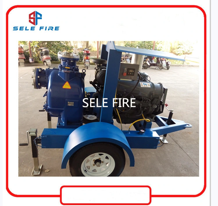 Two Wheels Trailer Mounted Movable Diesel Engine Sewage Water Treatment Self Priming Waste Water Pump