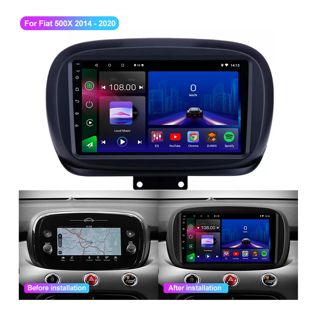 9" Car DVD Player Navigation Radio Multimedia Stereo Wireless Apple Carplay Android Auto DSP Ahd Am RDS 6+128 4G Phone for FIAT 500X 2014 - 2020