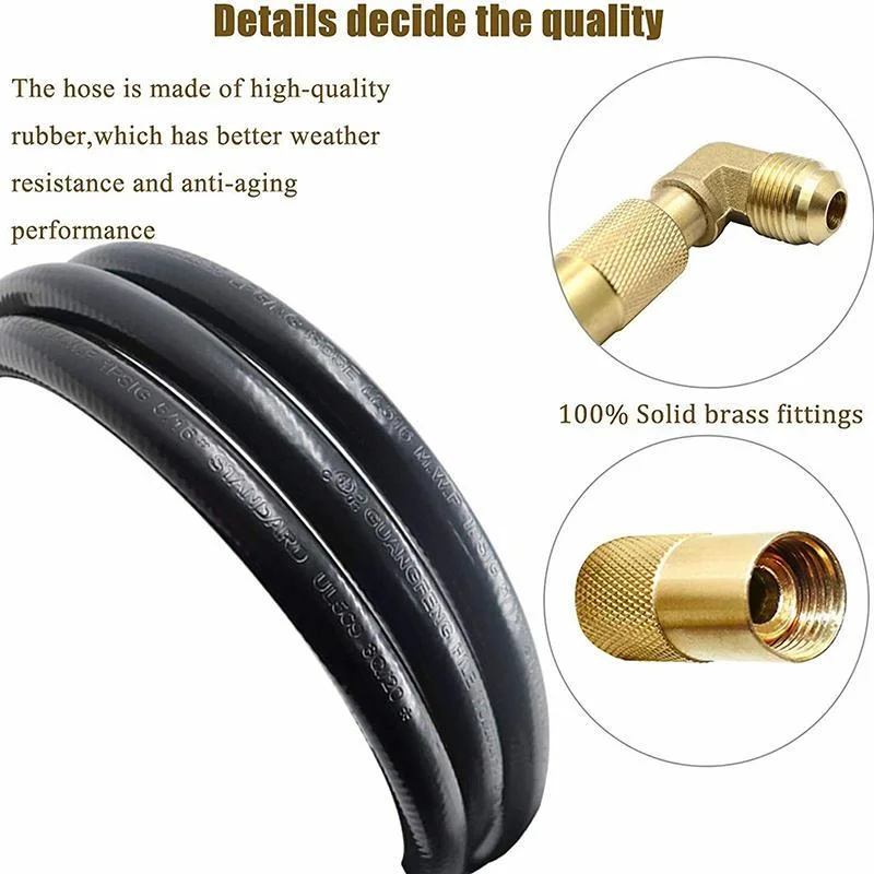 High Efficiency Propane Regulator Hose (Adapter) with 90 Degree Elbow Adaptor for 17" and 22" Blackstone Tabletop Camper Grill