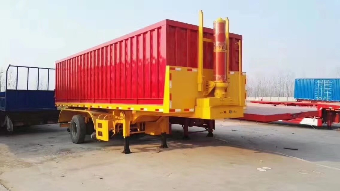 Vérin de levage Shandong 40 mètre cube 52 tonne pour véhicule tout-terrain Remorque 3 remorque de la boîte de vidage de l'essieu