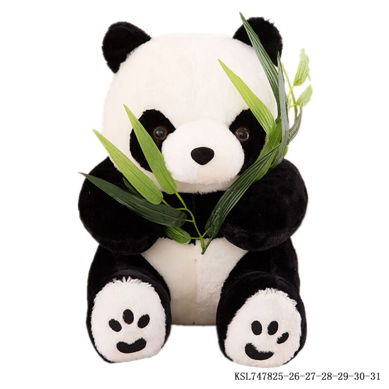 Amazon Hot Vender Bambú Panda Ornament Lying estilo Plush Almohada niños Soft Panda Plush Juguetes de animales Cute rellenas El Push de animales