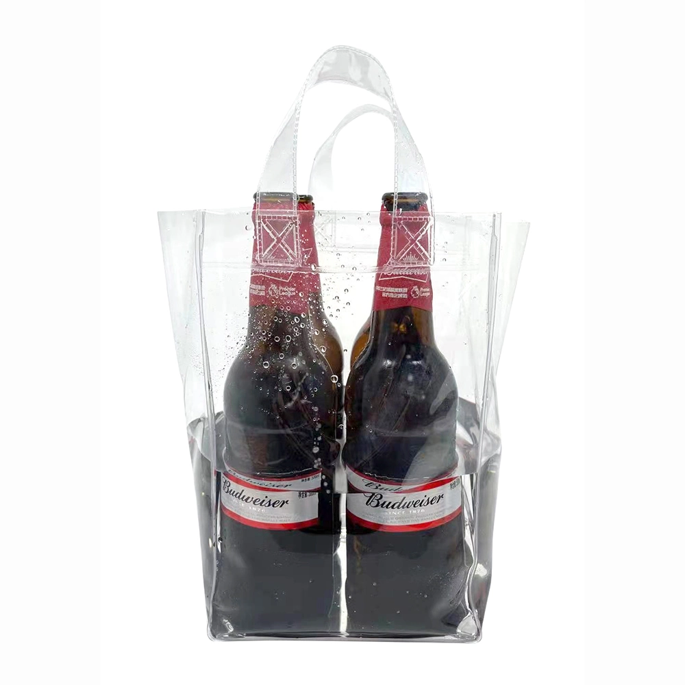 PVC transparent Sac de la poignée du refroidisseur de vin pour la bière bouteille de champagne boisson sacs-cadeaux de glace