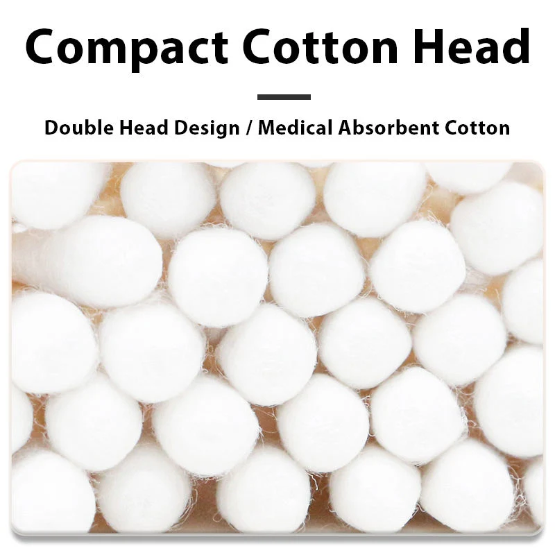 100 PCS High quality/High cost performance Medical Paper Wooden Bamboo Stick Double Head Cotton Swab for Daily Use