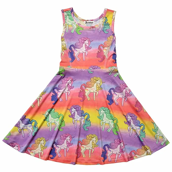 Girls Casual Dress Sleeveless Kids Holiday Party Dresses