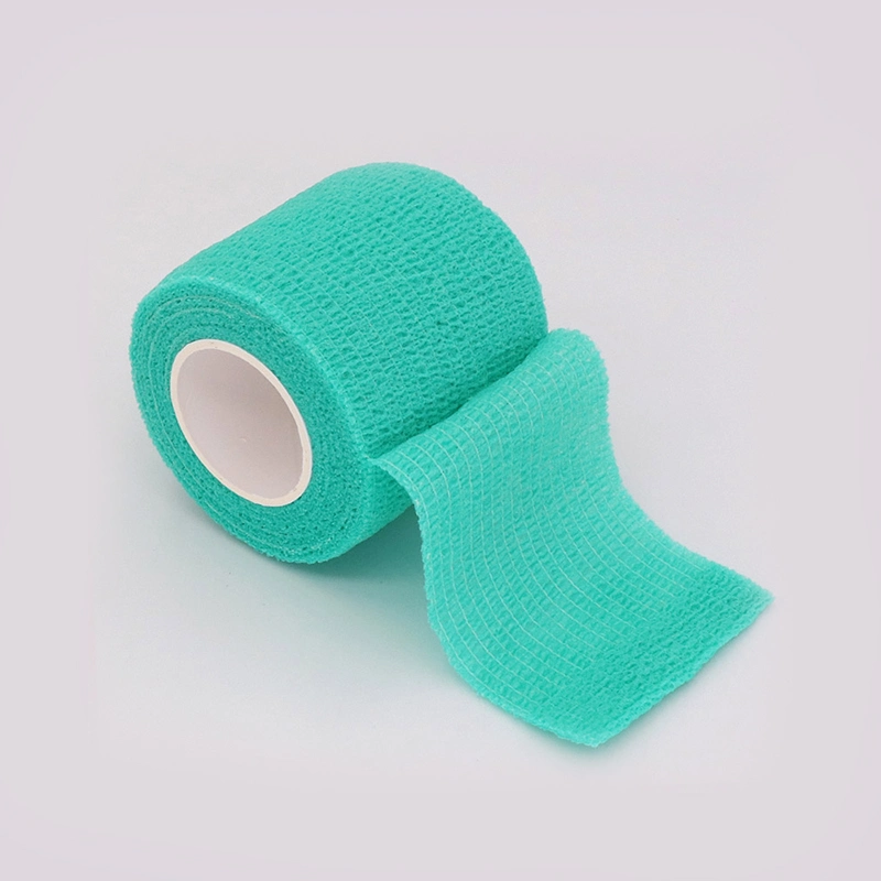 Échantillons gratuits CE FDA Bandage vétérinaire en coton auto-adhésif facile à déchirer de couleur.