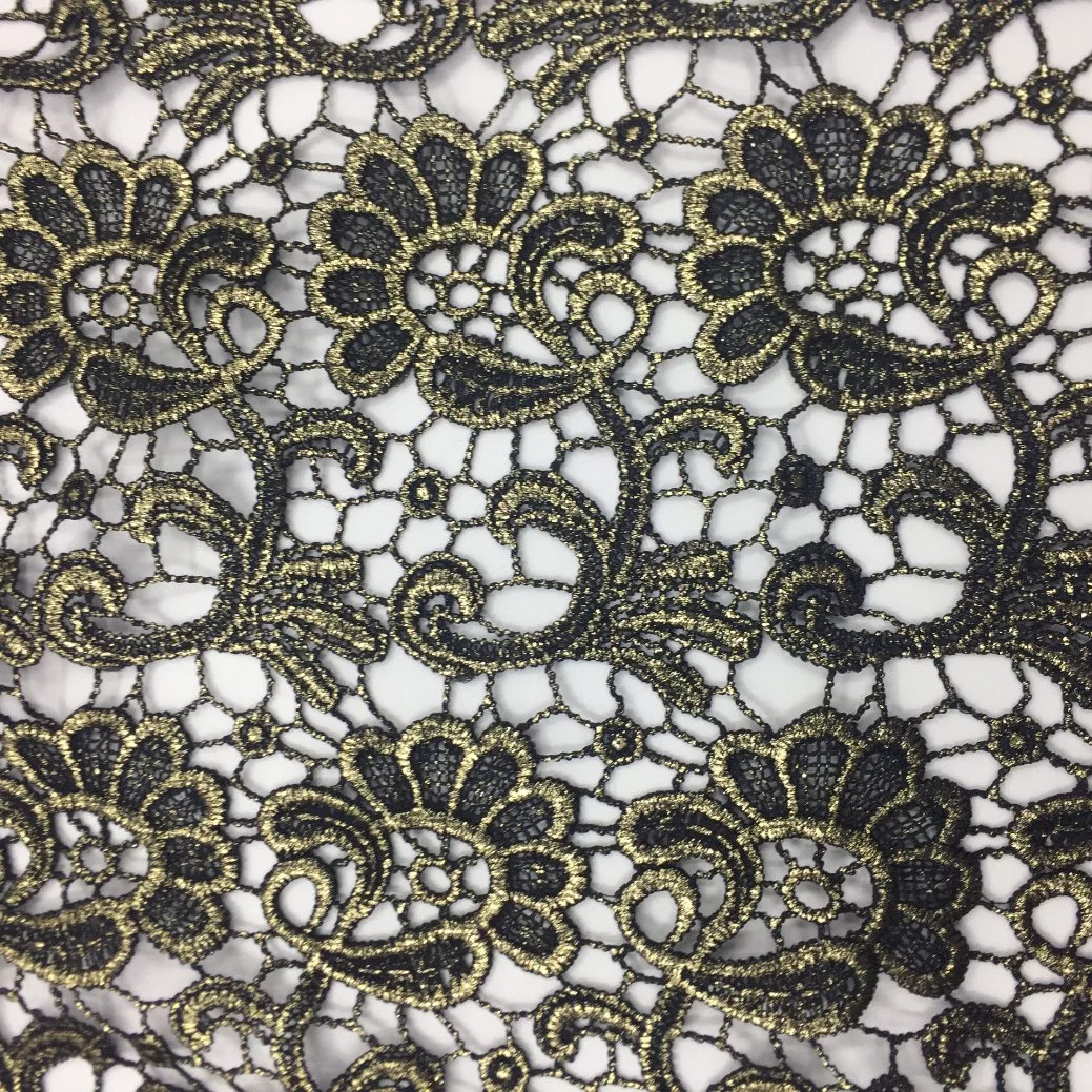 New Milk Silk Gold and Black Lace Fabric Garment Accessories Embroidery Lace