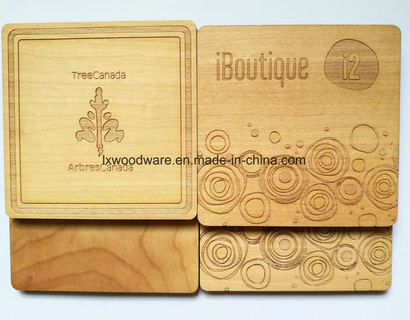 Custom Shape promocional regalo de madera Coaster en acabado mate