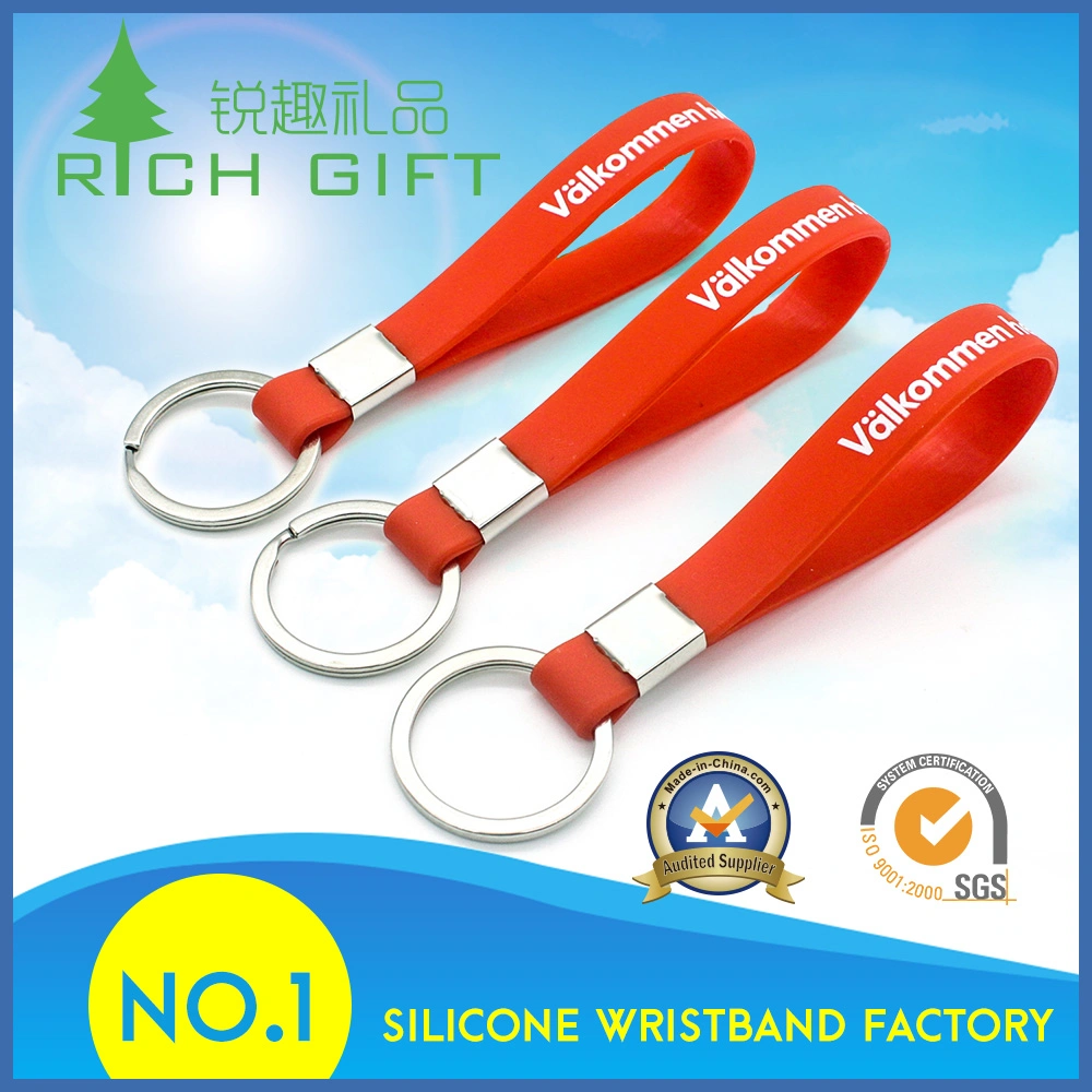 Loja/Promoção dons de Silicone Personalizado Pulseira Chaveiro com logótipo em relevo