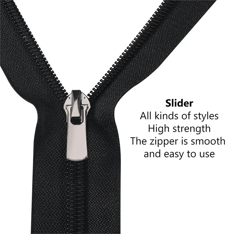 Oco Yiwu Zipper in Bulk Customized 5#Nylon Close End Zipper Garment Home Textile Close End Nylon Coil Zipper for Bag