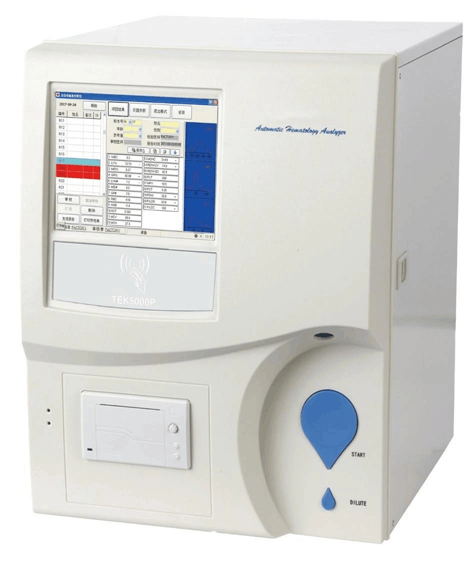Analisador de hematologia totalmente automático com dif. De 3 partes Ha5000 Analisador de células sanguíneas, Equipamento médico