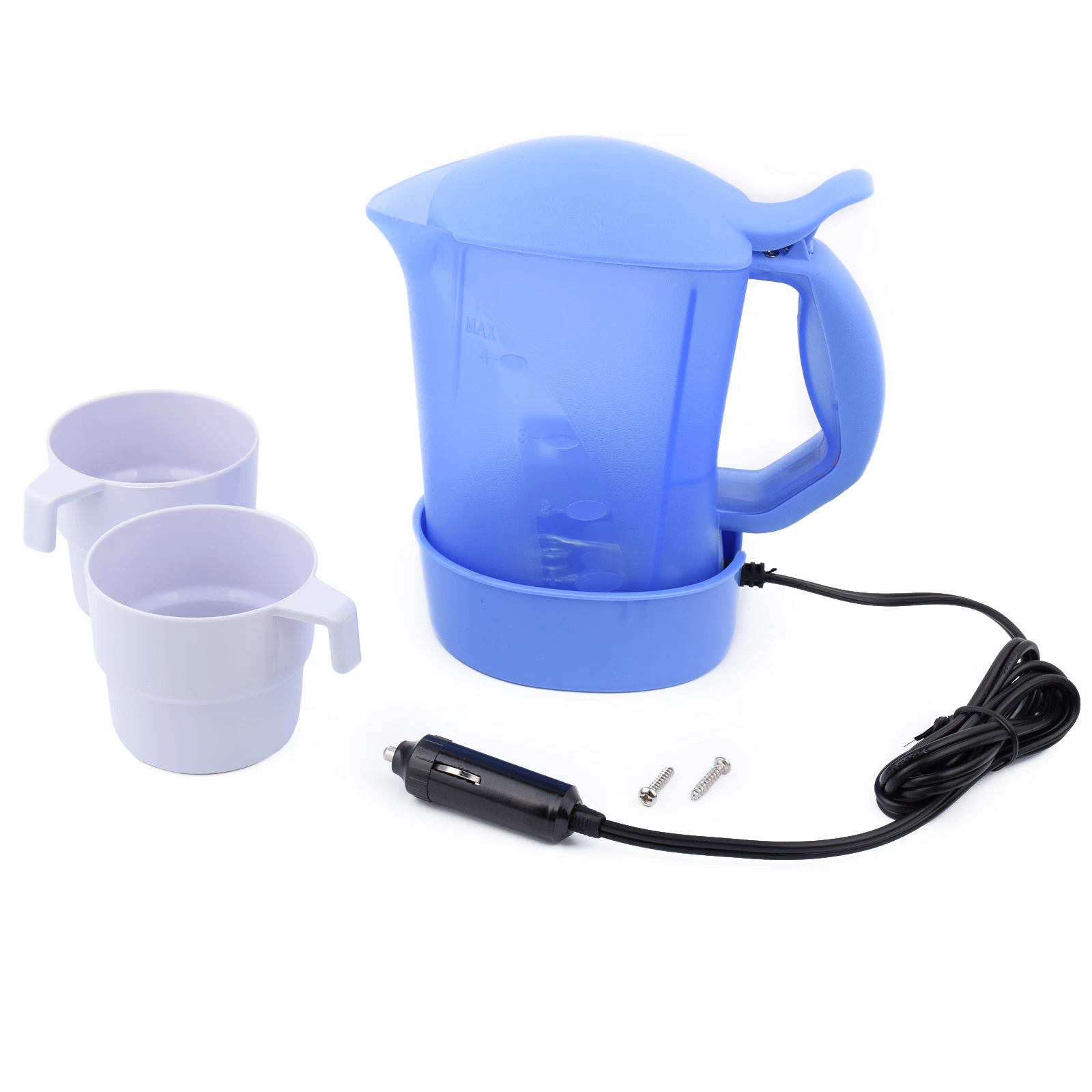 Mini Electric Travel Kettle, 700cc 12 Volt Kettle for Car with 2 Cups and a Mounting Tray