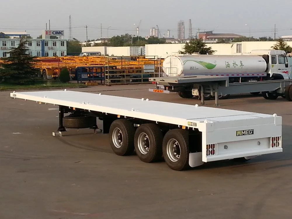 Лучшая цена 40 футов с плоской платформой трейлеры грузоподъемностью 40 тонн Tri моста планшет контейнер полуприцепов грузового прицепа для продажи