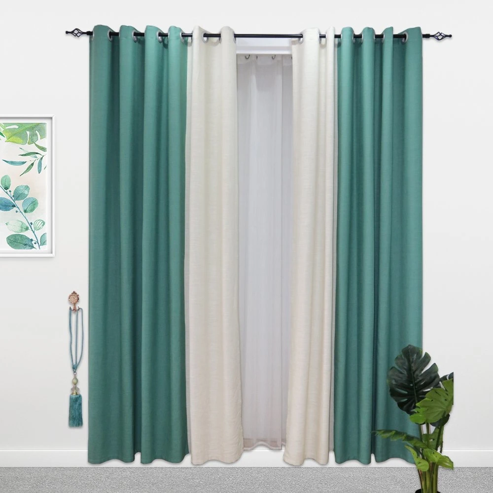 OEM Printed Folding Screens Window Fabric Wholesale Curtains Linen Texture Non Slip Curtain