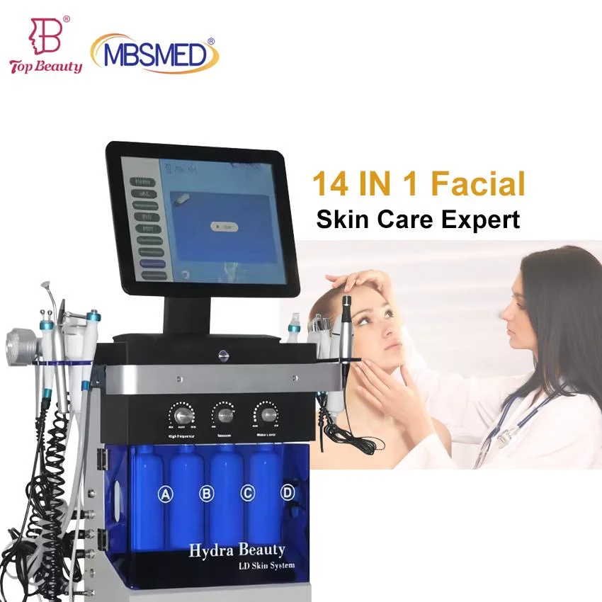 14 em 1 Hydro Máquina Facial Peeling de pele Hidrofacial Hydrodermabrasion Descasque a máquina