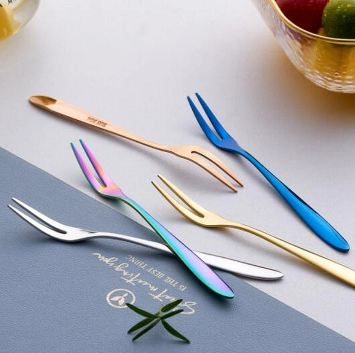 Household 304 Stainless Steel Gold Dessert Moon Cake Fruit Fork