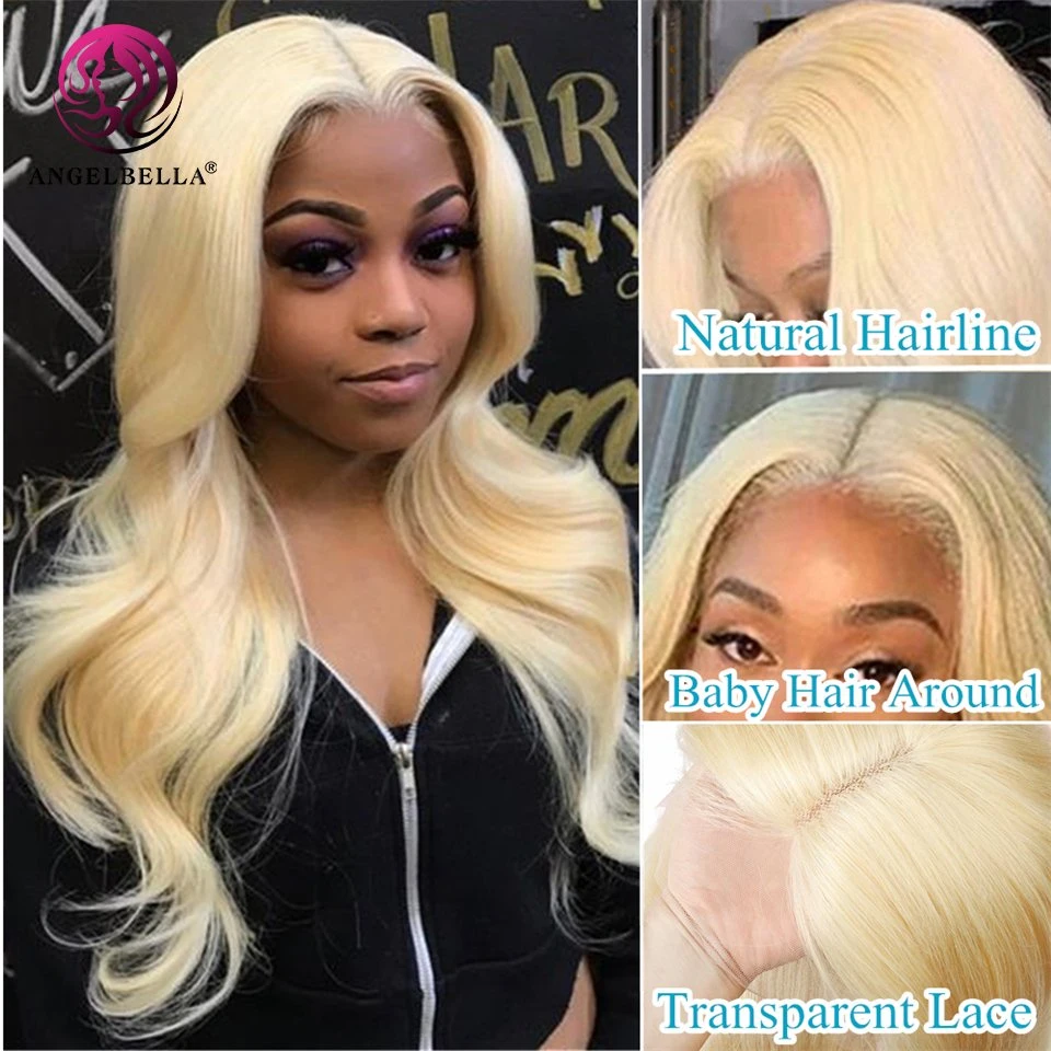 Original Factory Human Hair Wig 180 Density Raw Indian 100% Virgin 613 Blonde Color Straight T Part HD Transparent Lace Frontal Wigs