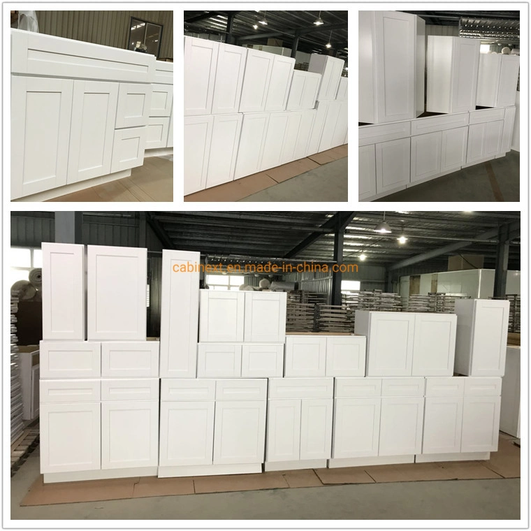 Factory Customized American Modern White Grey Blue Shaker Wood Furniture Kitchen Cabinets