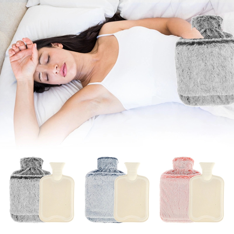 Wholesale/Supplier Factory Price Grey Durable Warmly Custom Logo Hot Water Bag Bottle Heating Pad Faux Fur Cover