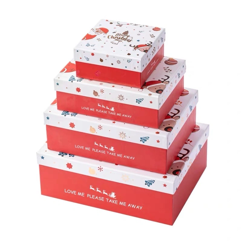 Wholesale/Supplier Hot Stamping Printing Christmas Holiday Decorative Gift Packaging Nested Cardboard Paper Boxes Set