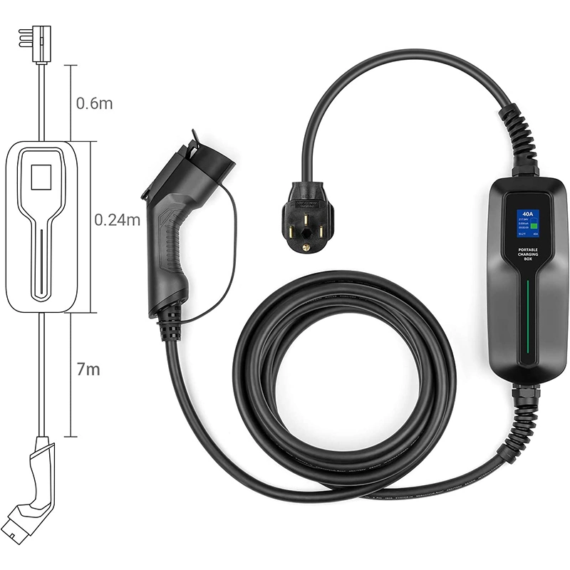 16A EV Ccharger Level 1-2 100V-240V Portable Home EV Charging Station Compatible with Electric and Hybrid Vehicles