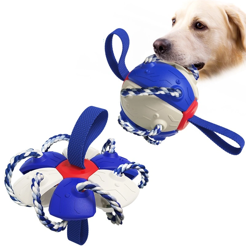 Indoor-Outdoor Interactive Dog Toy Dog Balls Foldable Frisbee Toy with Easy Grab Tabs