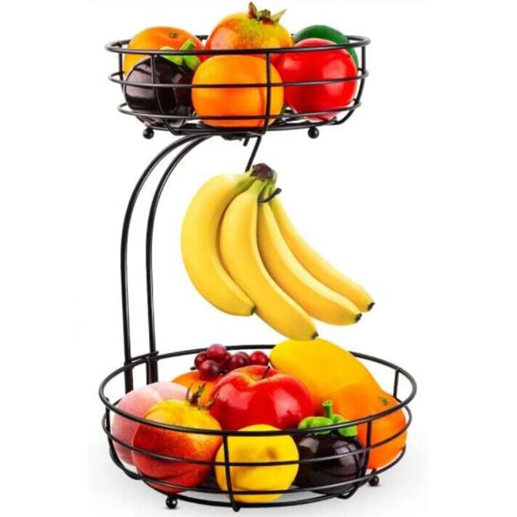 Double Layer Dried Fruit Gift Basket Christmas Stacked Fruit Basket with Banana Hook