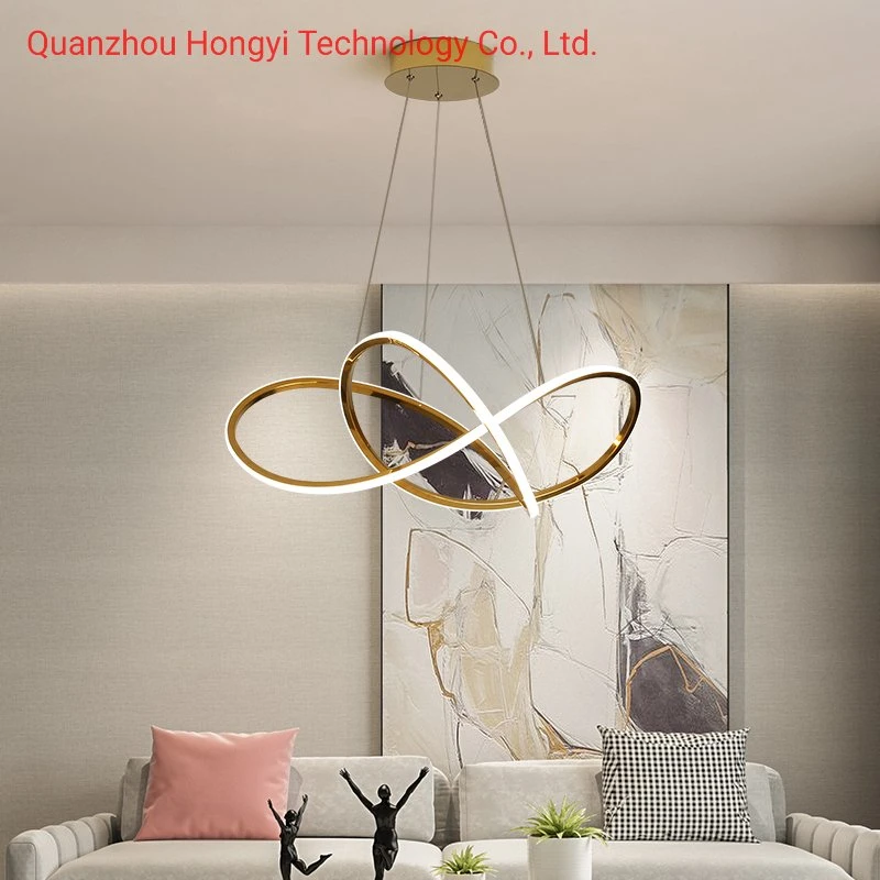 Simple Hanging Aluminum Gold Luxury Modern LED Chandelier Light Lustre