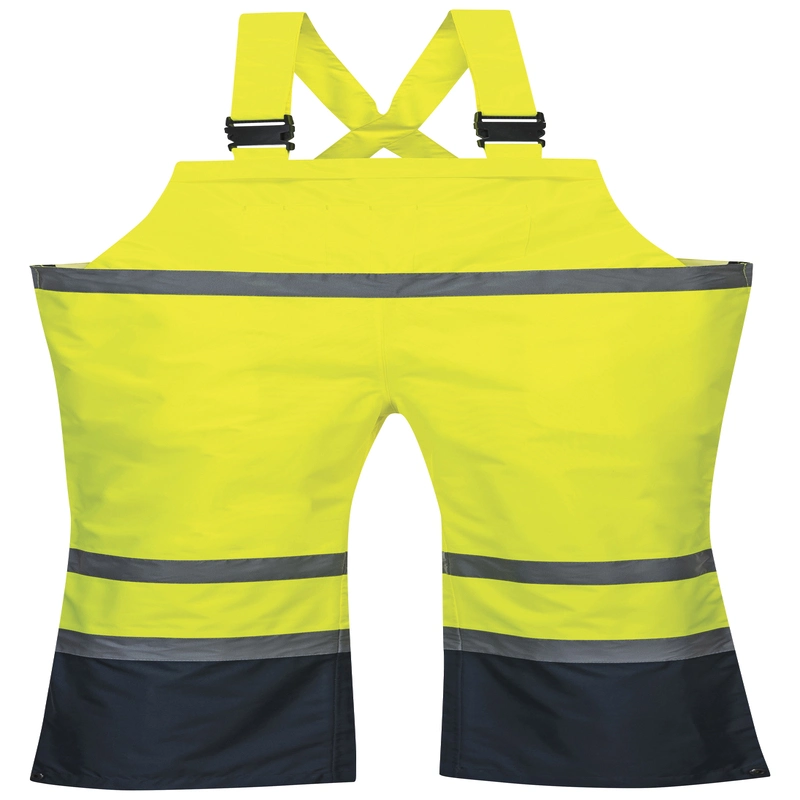 Men's Rain Bib Waterproof High Visibility Workwear Pants with Reflective Tape