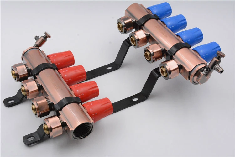 1 Inch Home Heating System Brass Copper Manual Floor Heating Manifold