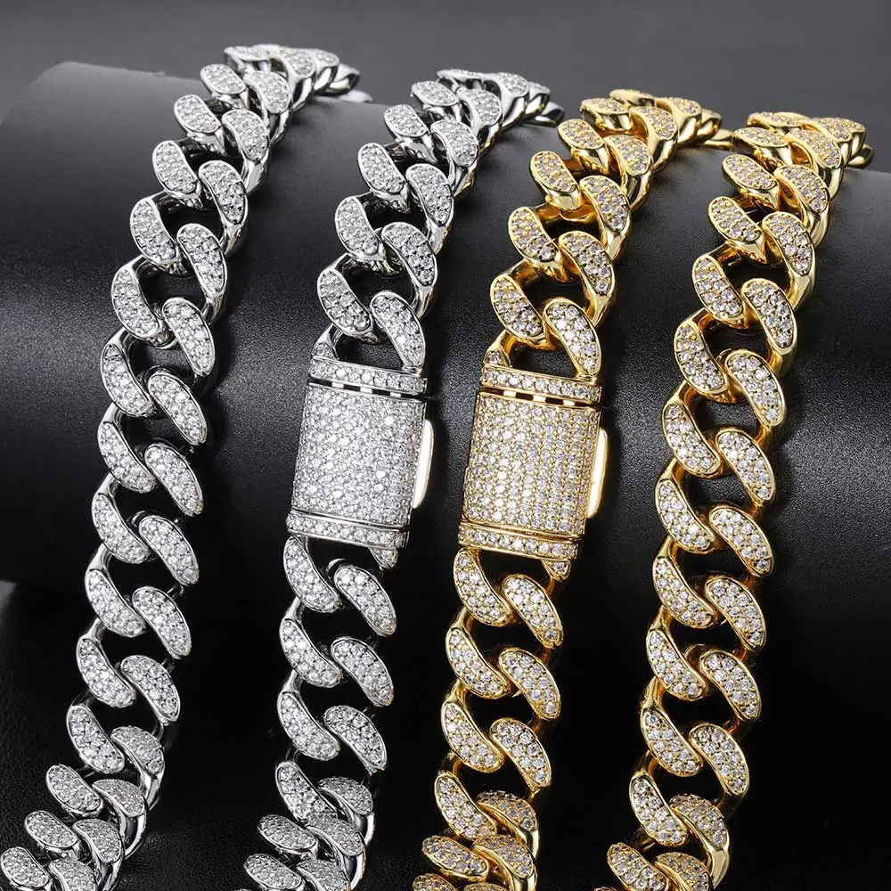 Cuban Fashion Brand Chain Full Diamond Thick Necklace Accessories Wholesale