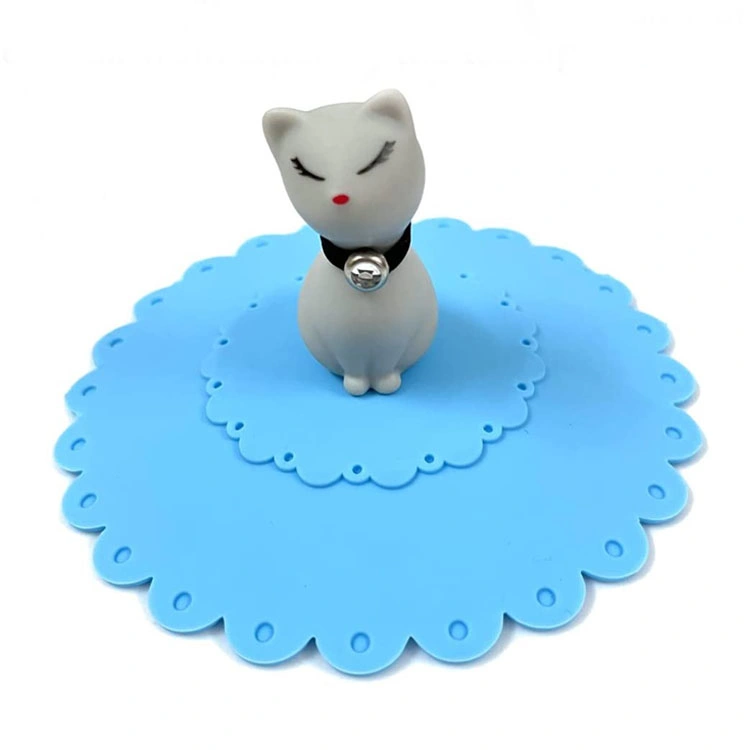 Tapa de silicona lindo gato taza de té y café reutilizables tapa polvo tapa tapa sellada