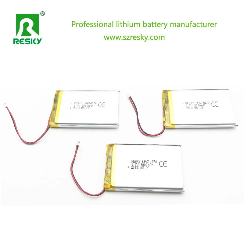 Lp604070 3.7V 2000mAh 2100mAh Batterie au lithium pour éclairage LED.