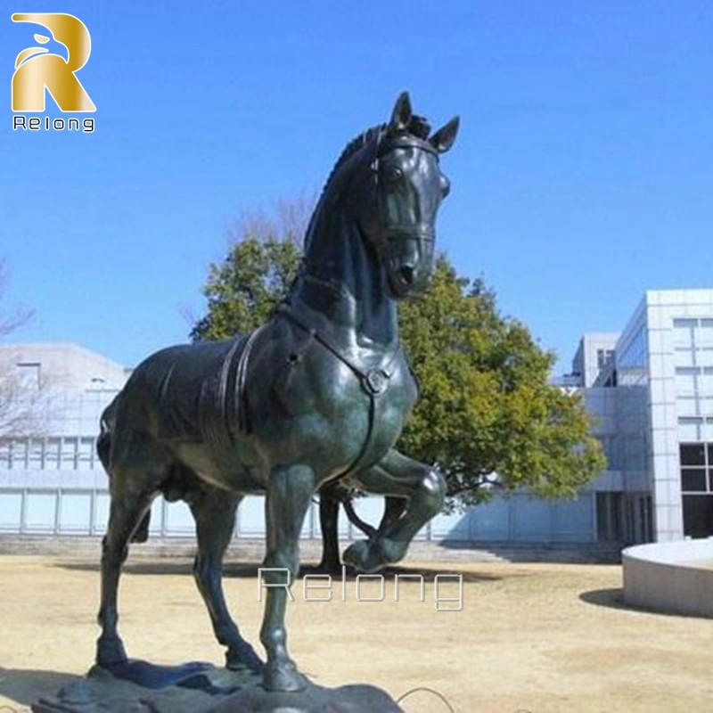 Antike Gussbronze Reiten Pferd Statue Skulptur für Rasen Dekor