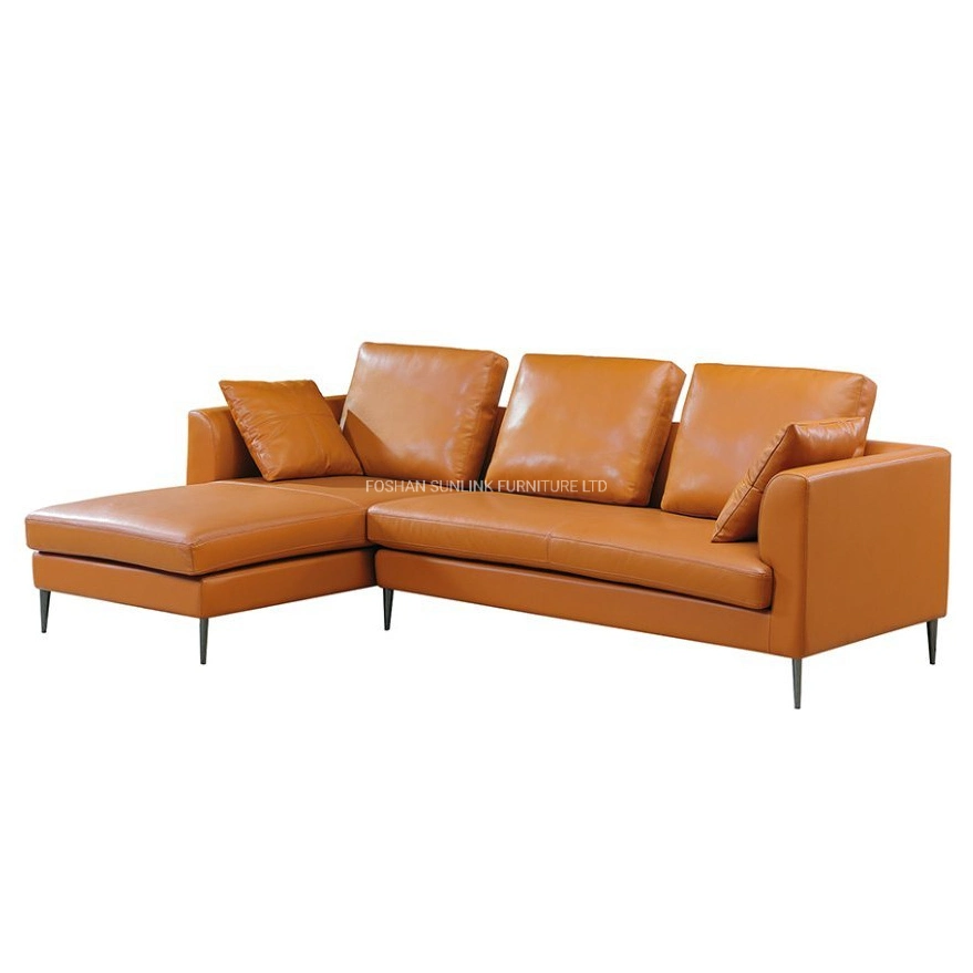 Sunlink Foshan Factory Quality Modern Italian Home Sleeper Corner Leather Sofa Living Room Furniture