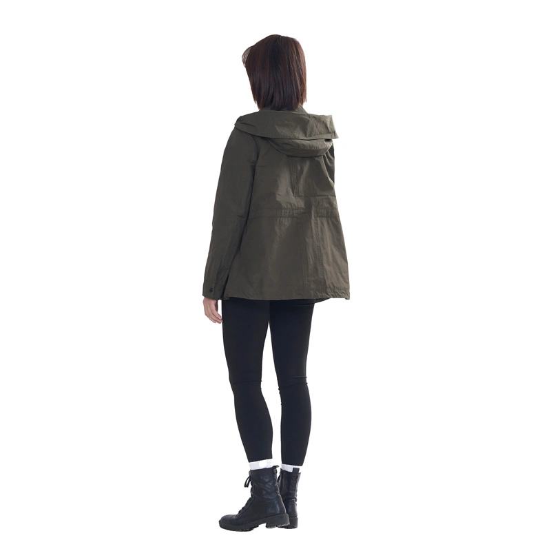 Spring and Autumn Women's Windproof Army Green Windbreaker Coat